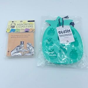 Party Accessories Pineapple Ice Mold and Funny Coasters